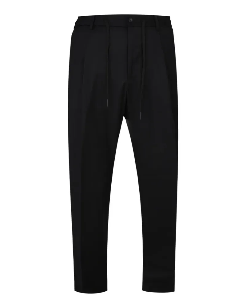 Tagliatore Gerade Bundfaltenhose mit Kordelzug - Schwarz Schwarz
