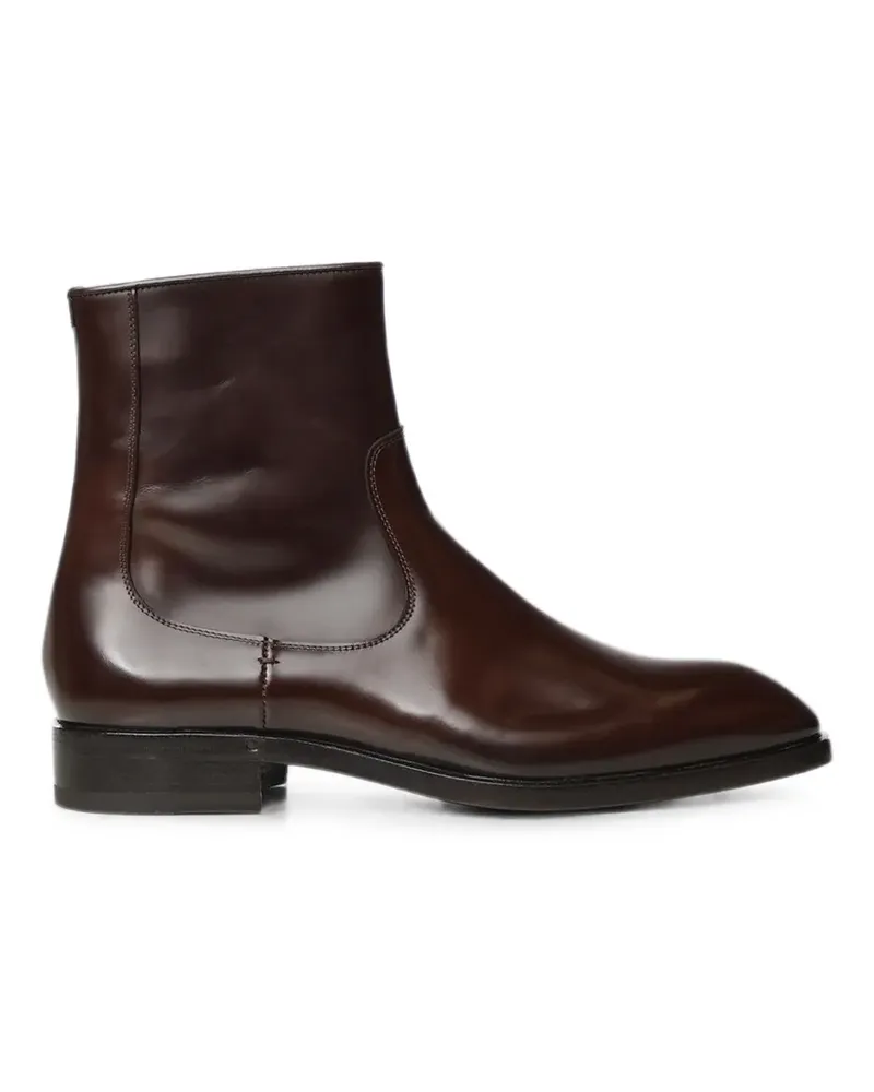 LARDINI zip-fastening leather boots - Braun Braun