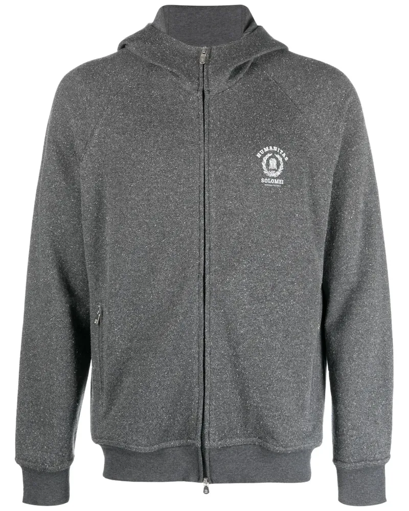 Brunello Cucinelli Kapuzenjacke mit Logo-Print - Grau Grau