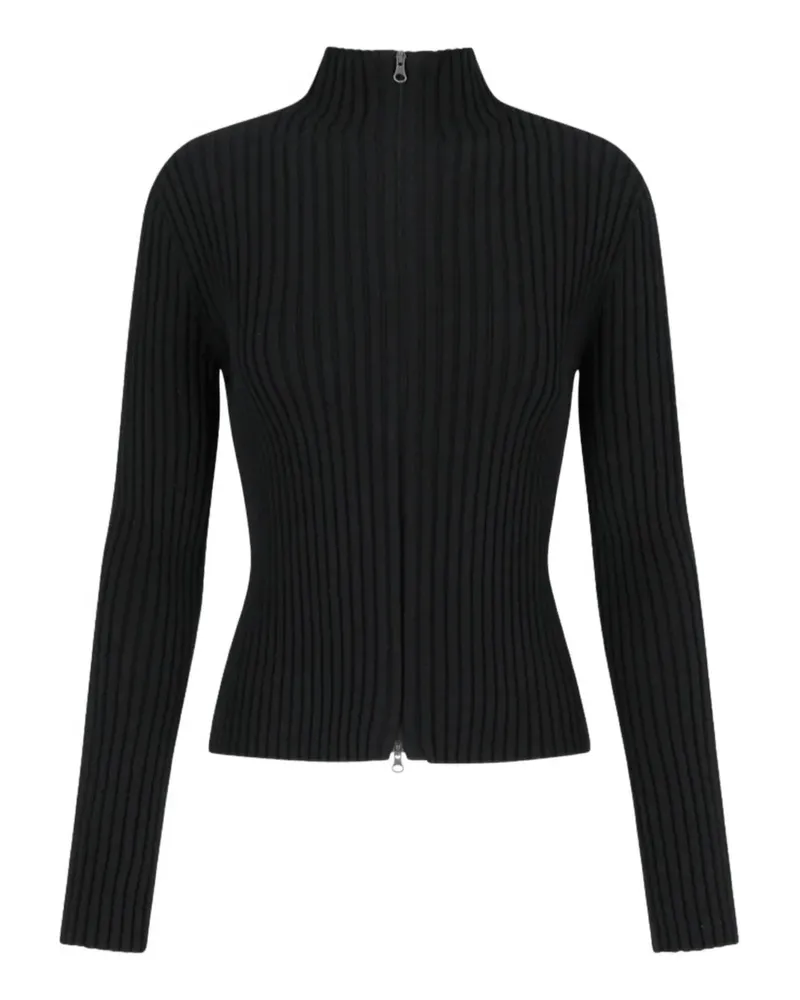 AMOMENTO ribbed high-neck cardigan - Schwarz Schwarz