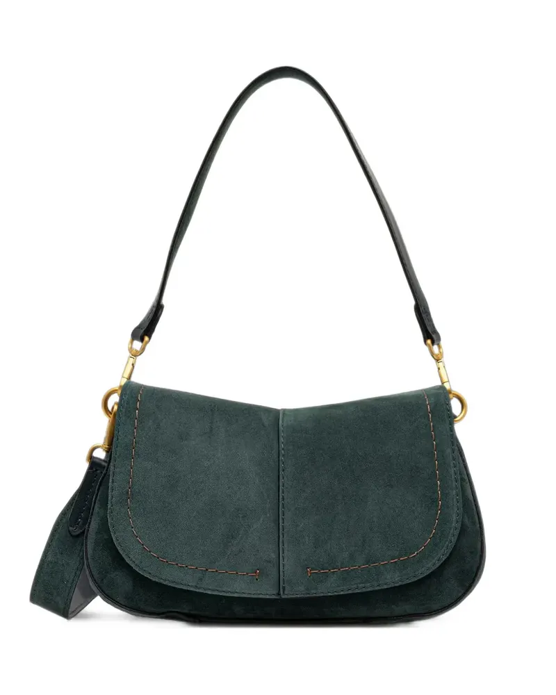 Gianni Chiarini Schultertasche aus Wildleder mit Kontrastnähten - Grün Grün