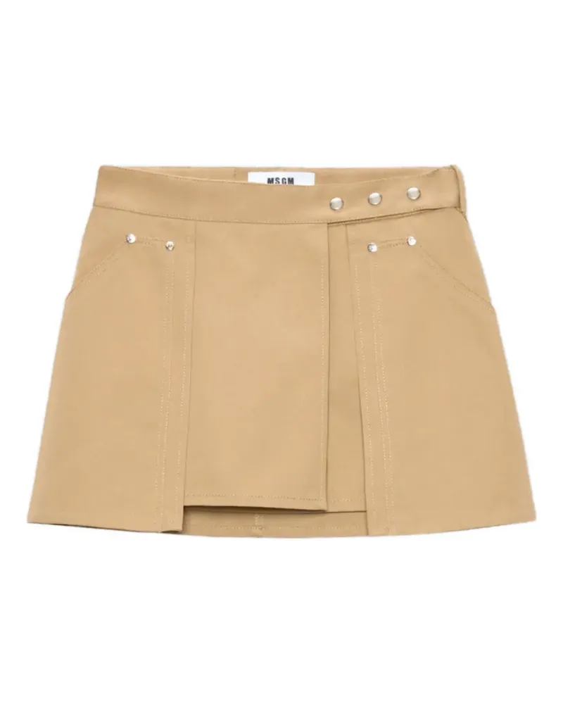 MSGM button-details wrap A-line skirt - Nude Nude