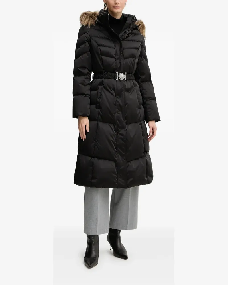 Guess faux-fur hooded belted coat - Schwarz Schwarz