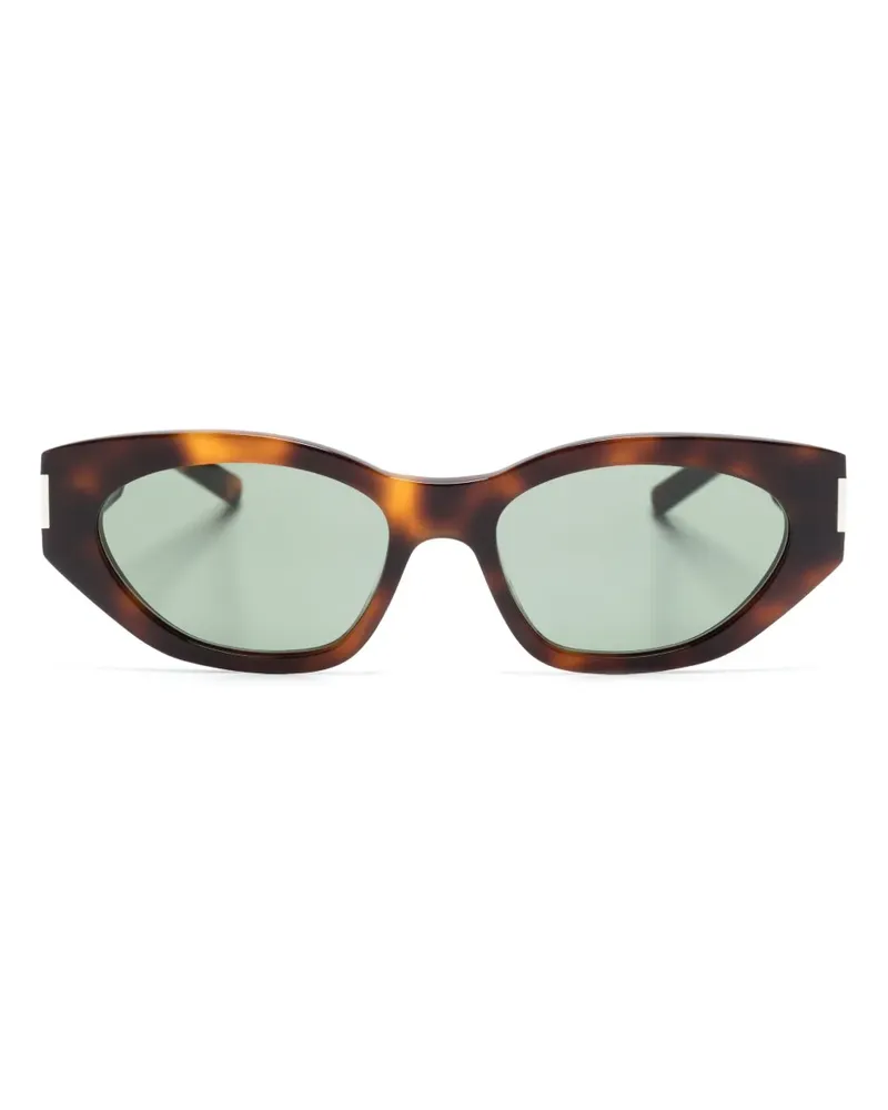 Saint Laurent Bold Geo Sonnenbrille mit ovalem Gestell - Braun Braun