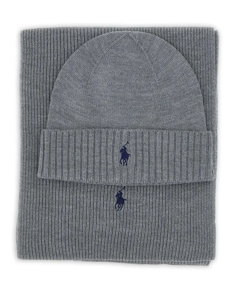 Ralph Lauren Beanie-Set aus geripptem Strick - Grau Grau
