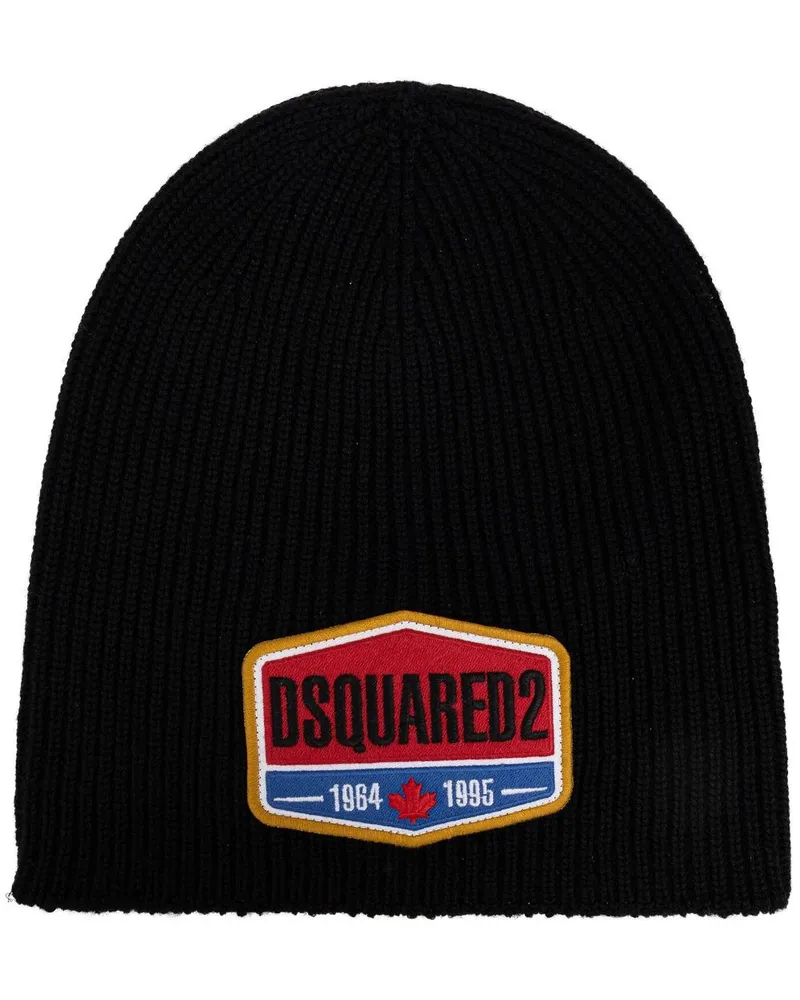 Dsquared2 Mütze mit Logo-Applikation - Schwarz Schwarz