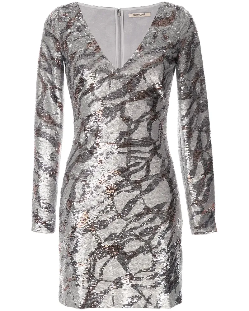 Roberto Cavalli Schmales Paillettenkleid - Grau Grau