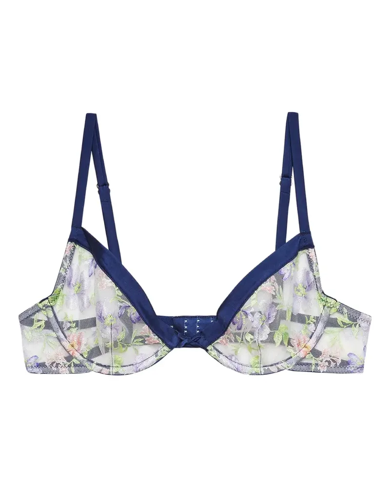 Fleur Du Mal embroidered demi bra - Blau Blau