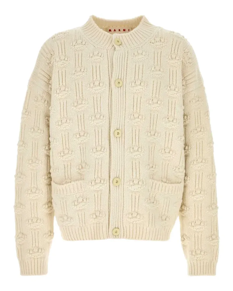Marni White Fisherman Cardigan aus Wolle und Kaschmir - Weiß Weiß