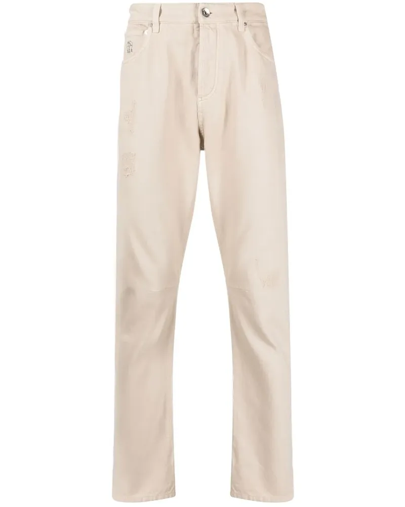 Brunello Cucinelli Straight-Leg-Hose mit Logo-Print - Nude Nude