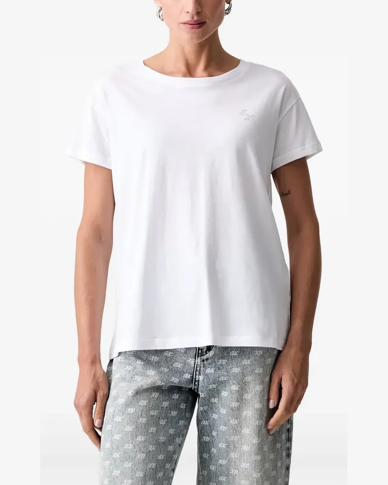 Armani Exchange Verziertes T-Shirt mit Logo - Weiß Weiß