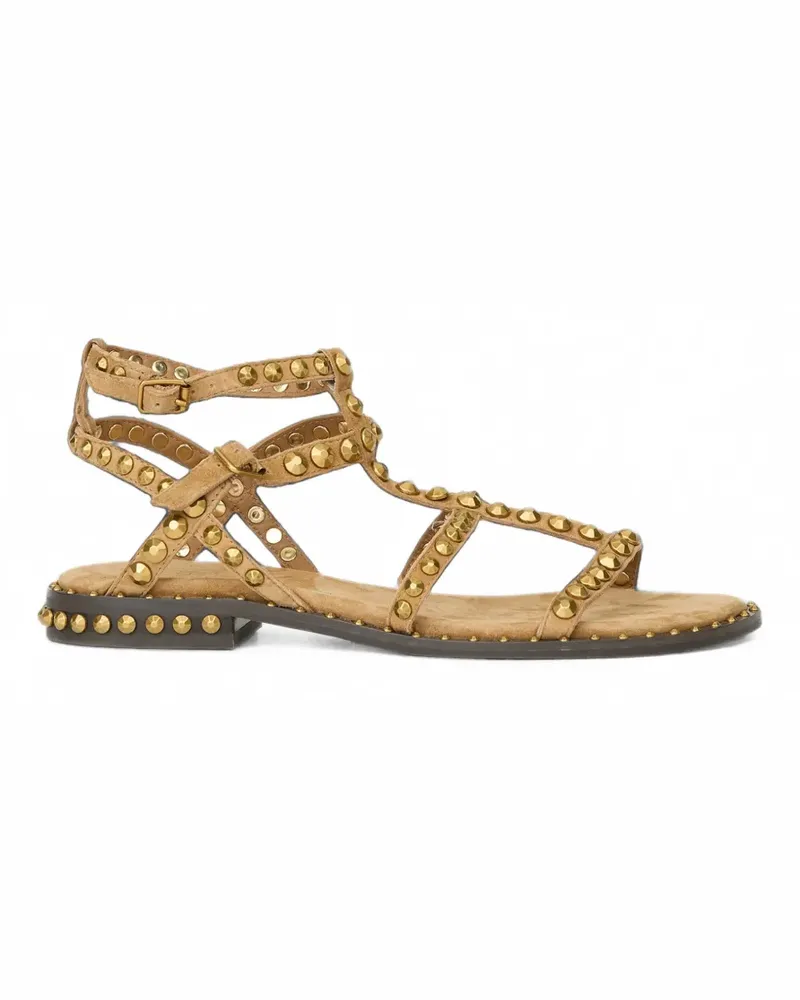 ash Flache Precious Sandalen aus Leder mit Nieten - Braun Braun