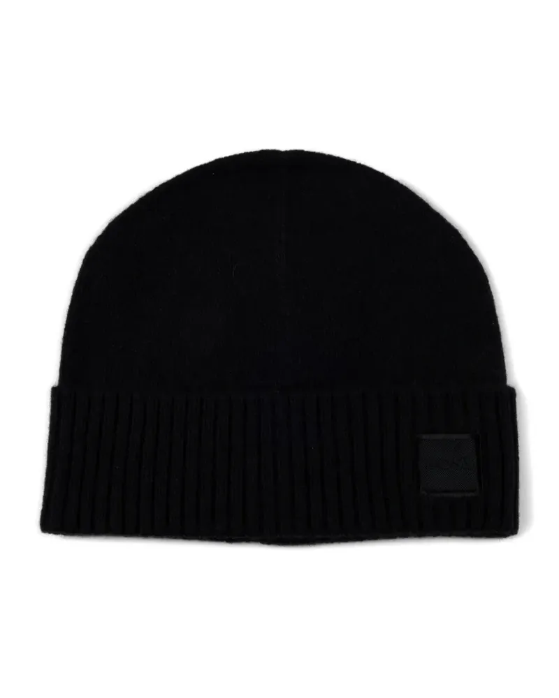 HUGO BOSS logo-patch beanie hat - Schwarz Schwarz