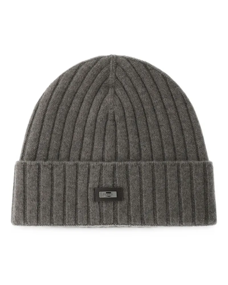Herno Gerippte Kaschmirbeanie - Grau Grau