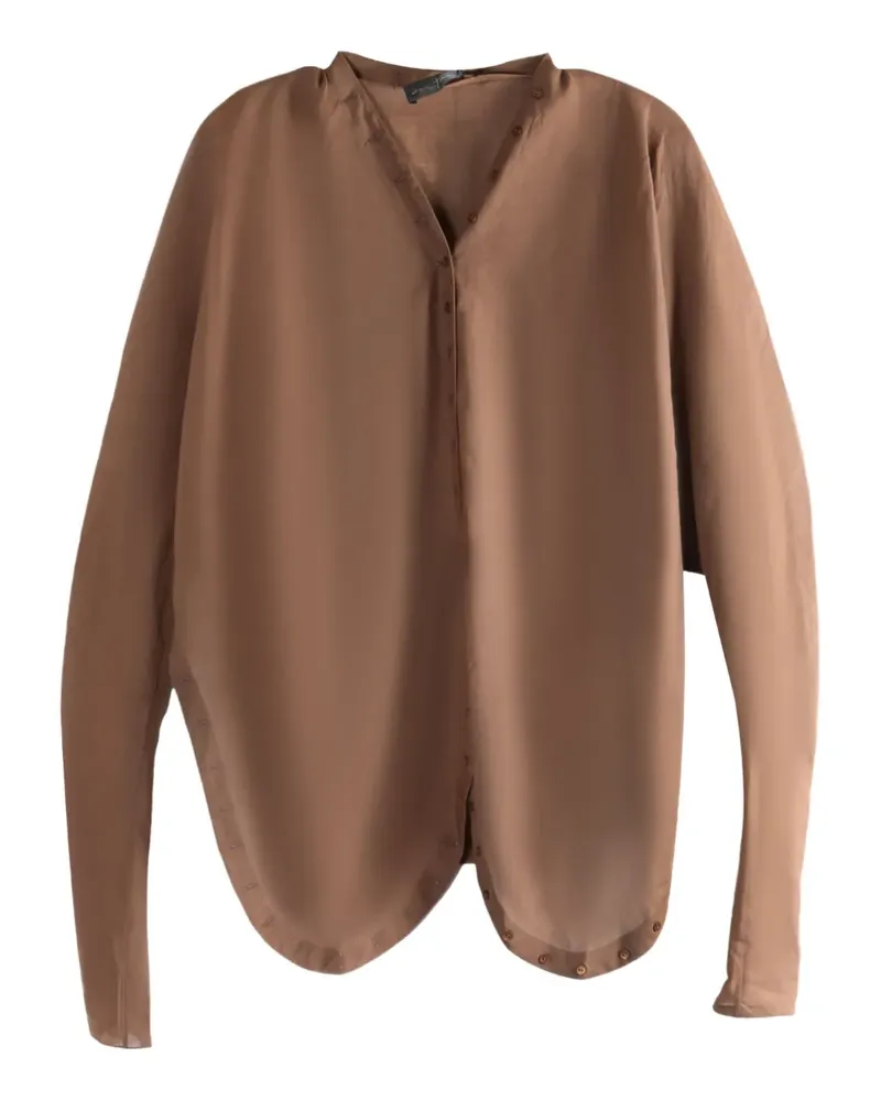 Cortana button-detailed curved-hem shirt - Braun Braun