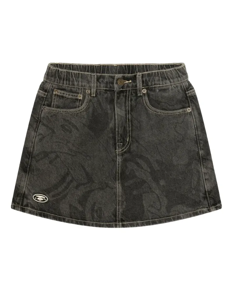 BAPE embroidered-detail denim shorts - Schwarz Schwarz