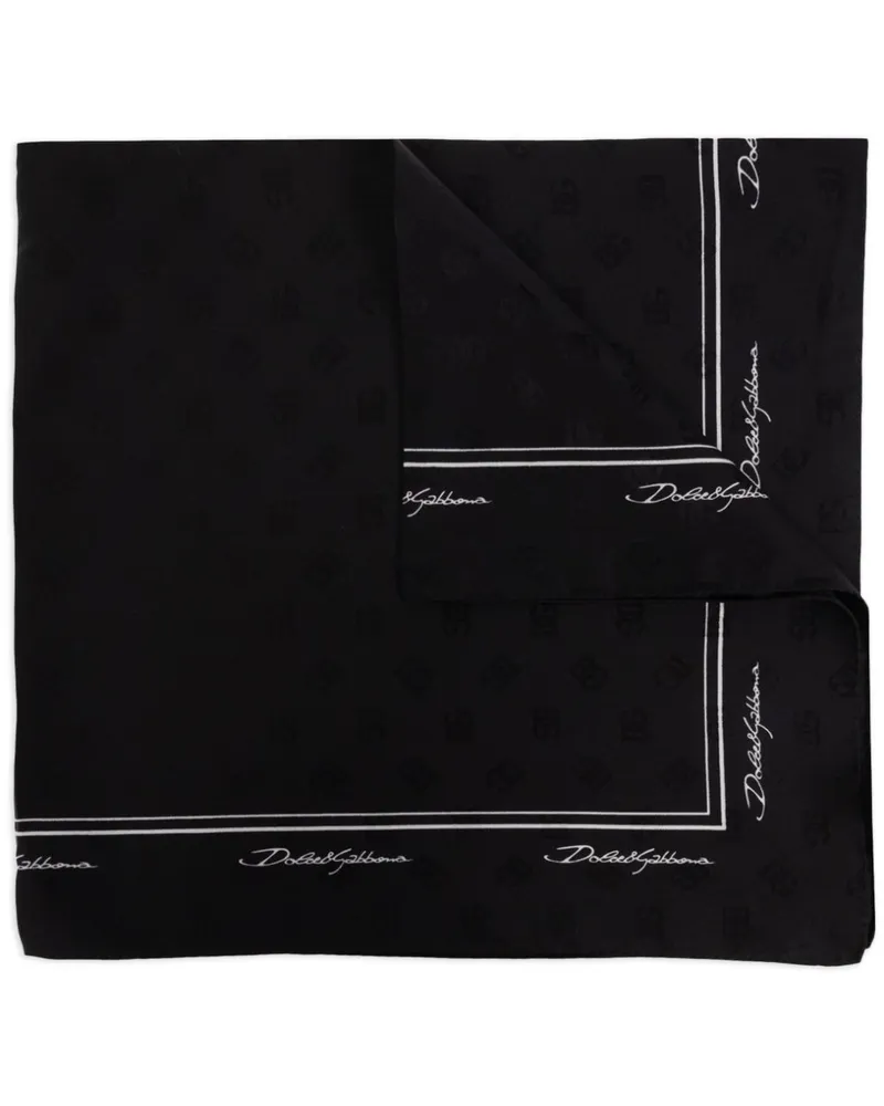 Dolce & Gabbana Seidenschal mit Logo-Print - Schwarz Schwarz