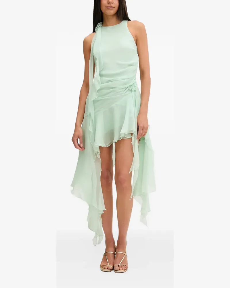 Bardot Gerafftes Ivana Kleid mit Blumenapplikation - Grün Grün