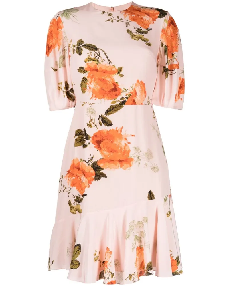 Erdem Minikleid aus Seide mit Blumen-Print Rosa