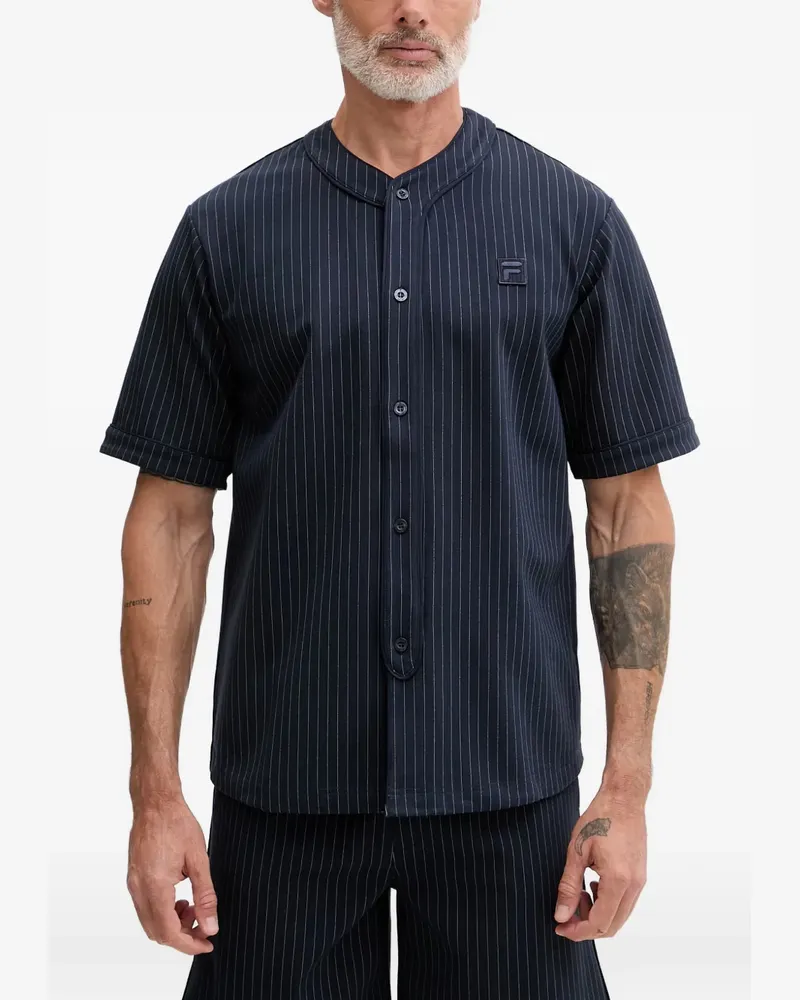 Fila Lucca pinstripe-pattern logo-patch shirt - Blau Blau