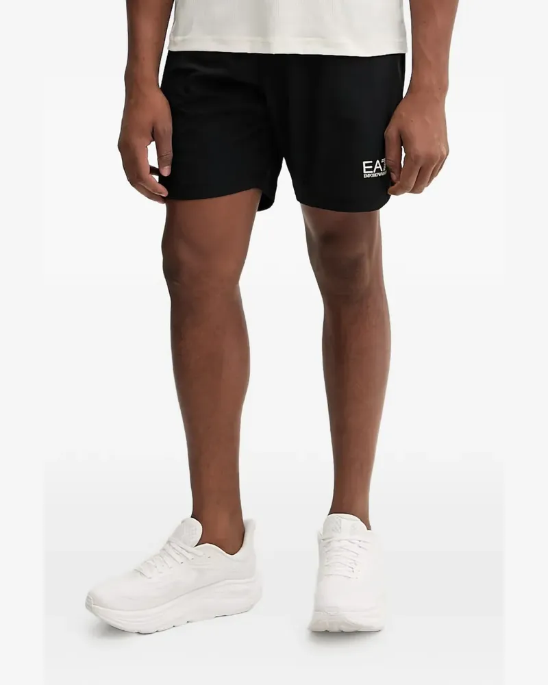 EA7 Shorts mit Logo-Print - Schwarz Schwarz