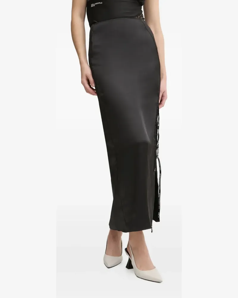 Karl Lagerfeld Satinrock mit Spitze - Schwarz Schwarz