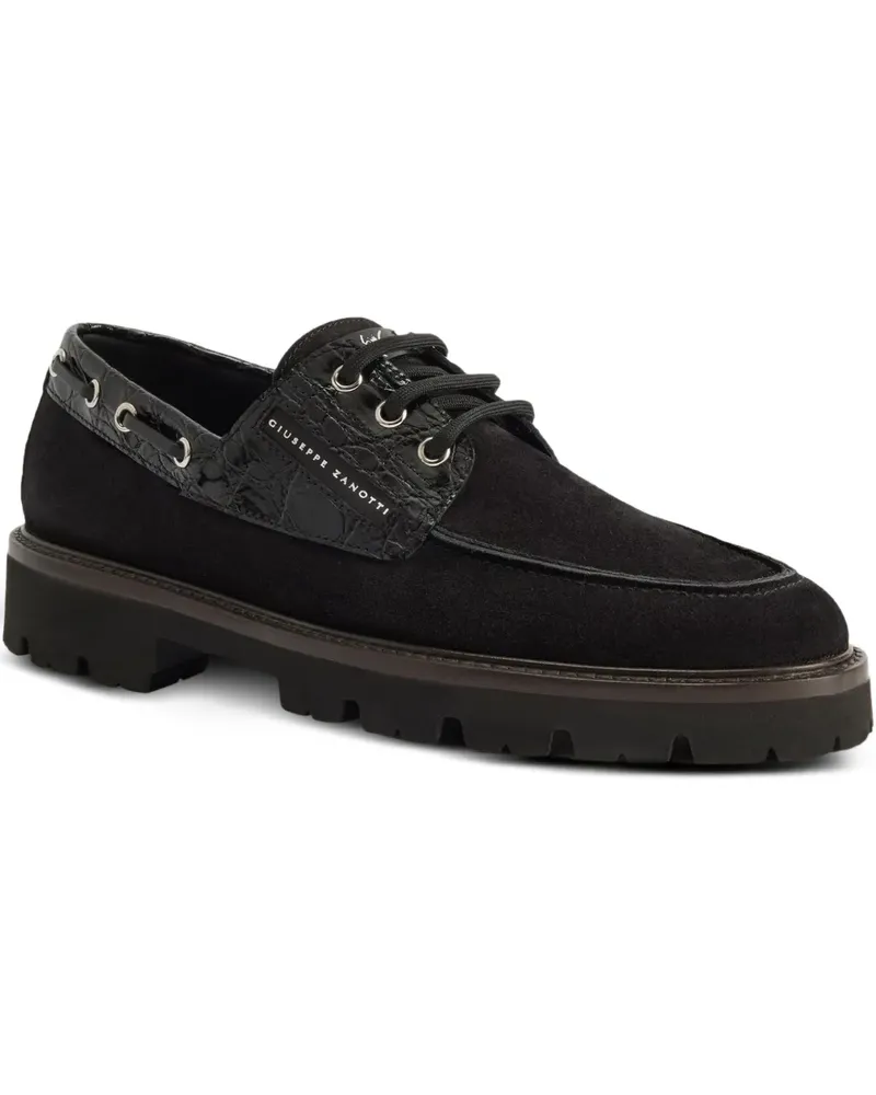 Giuseppe Zanotti Wildleder-Segelschuhe mit Kroko-Effekt - Schwarz Schwarz