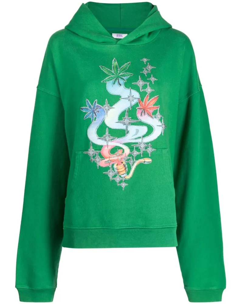 ERL Hoodie mit Blatt-Print - Grün Grün
