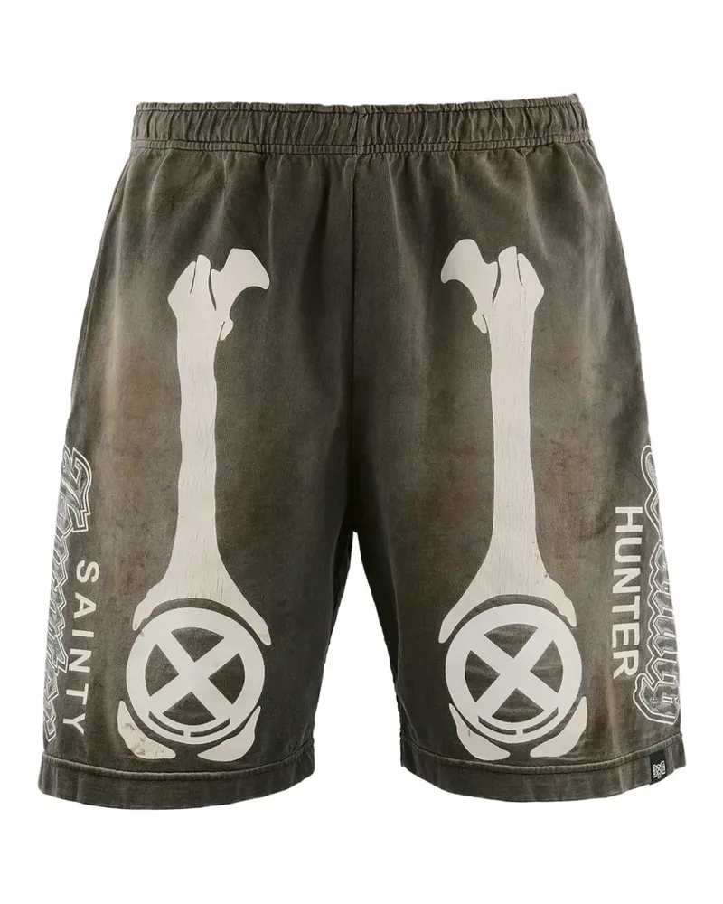 SAINT MXXXXXX bone-print shorts - Grau Grau