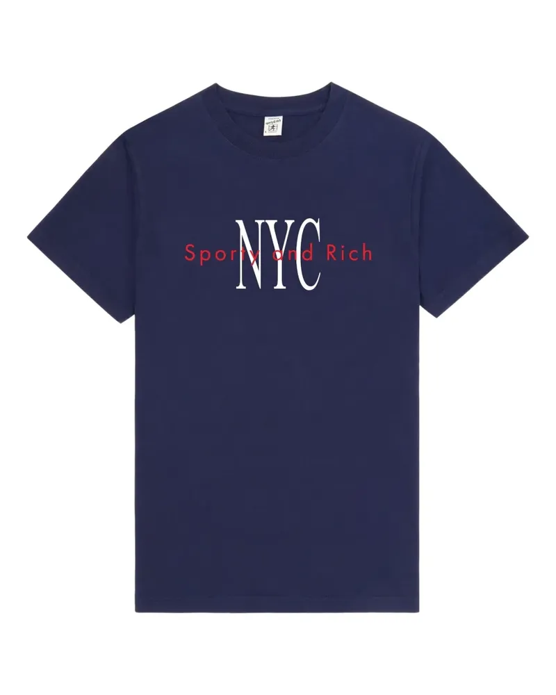 SPORTY & RICH NY Minute T-Shirt - Blau Blau