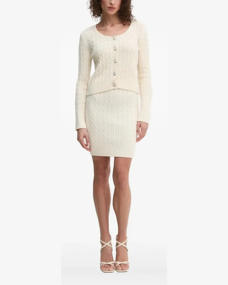 Guess Cardigan mit Zopfmuster - Weiß Weiß