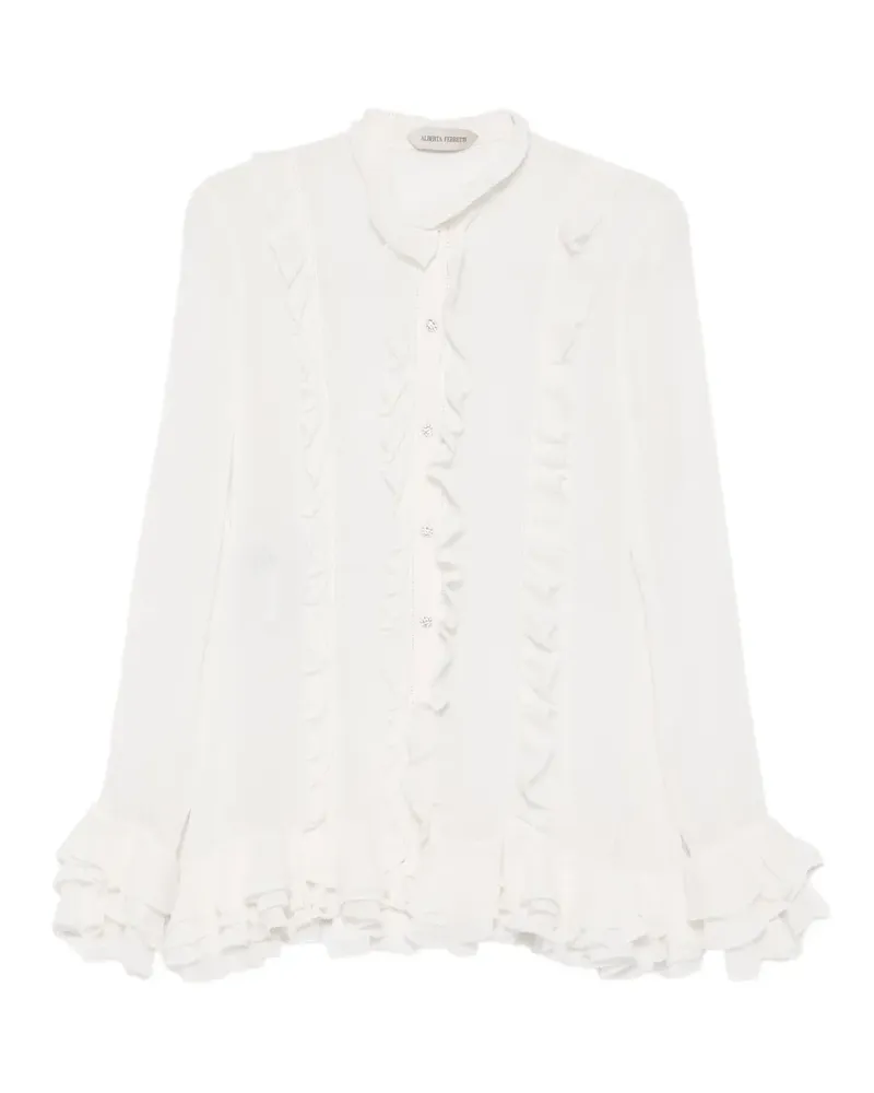 Alberta Ferretti ruffled silk-blend blouse - Weiß Weiß