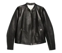 Lederjacke mit Reißverschluss - Schwarz