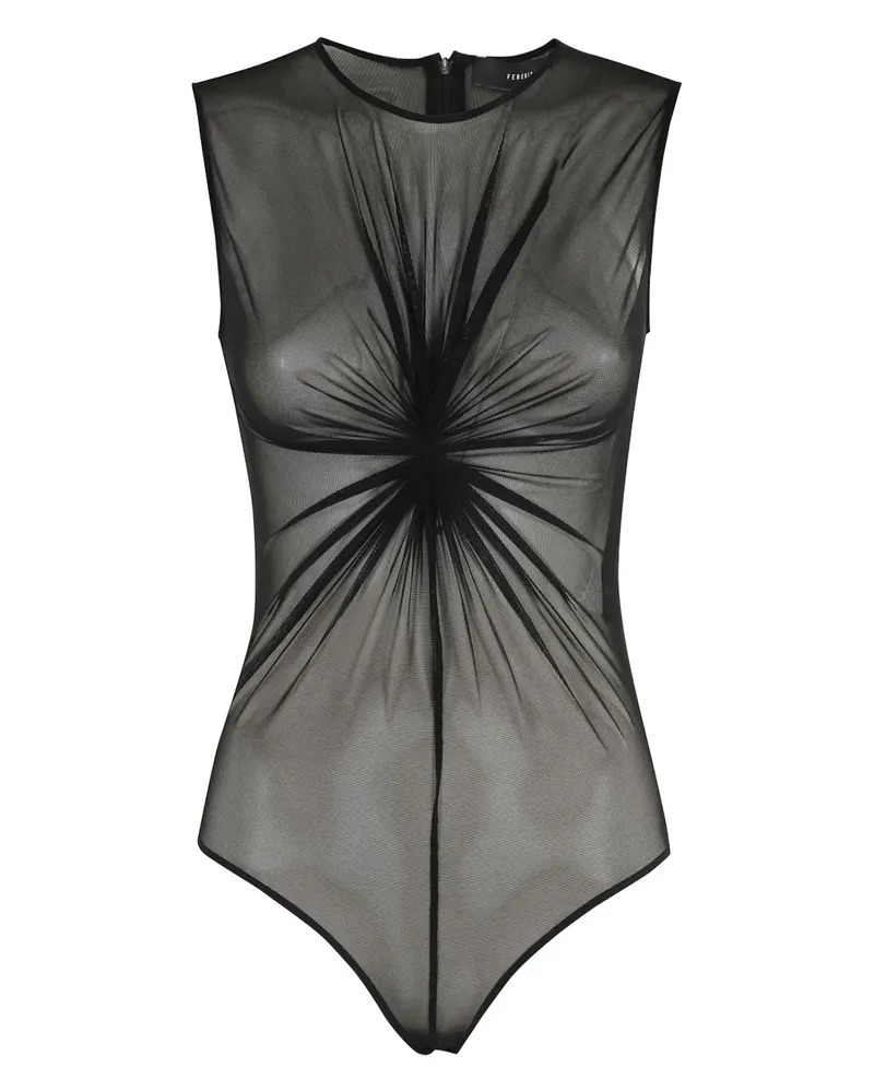 Federica Tosi Mesh-Body mit Raffungen - Schwarz Schwarz