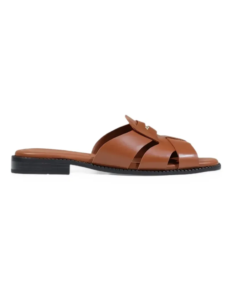 Tommy Hilfiger logo-plaque leather flat sandals - Braun Braun