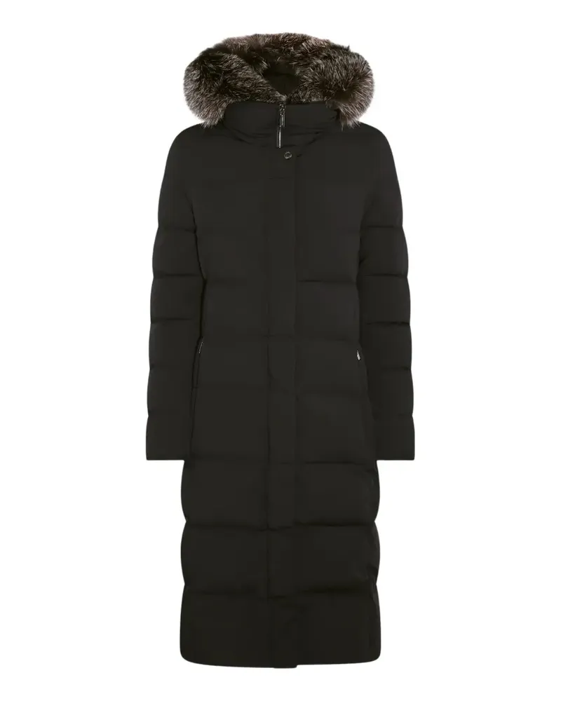 MOORER fur-trim hooded coat - Schwarz Schwarz