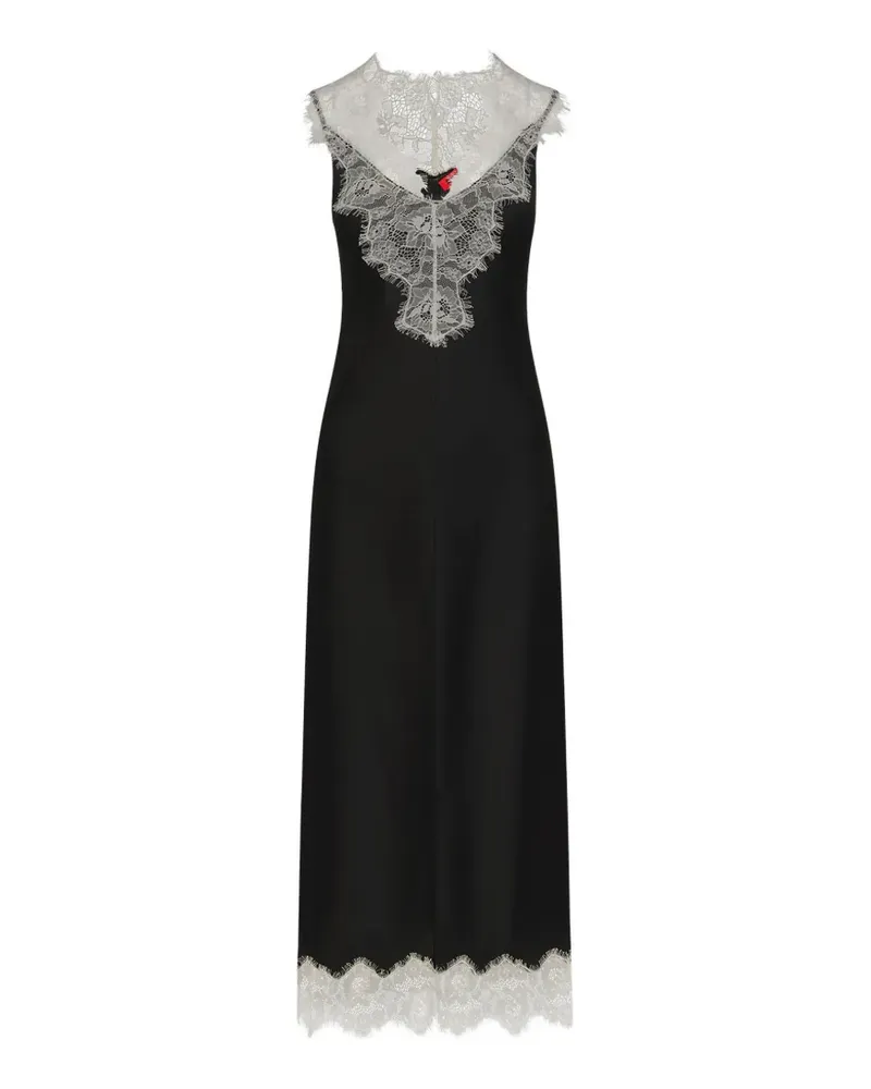 Simon Miller Bea Midikleid mit Spitzenbesatz - Schwarz Schwarz