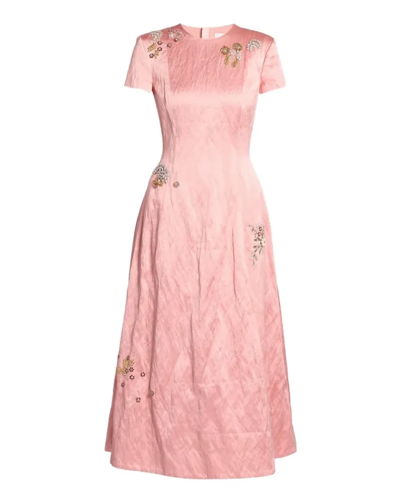 Erdem floral-embroidery textured dress - Rosa Rosa