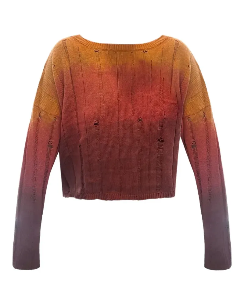 Leslie Amon distressed ombré sweater - Orange Orange