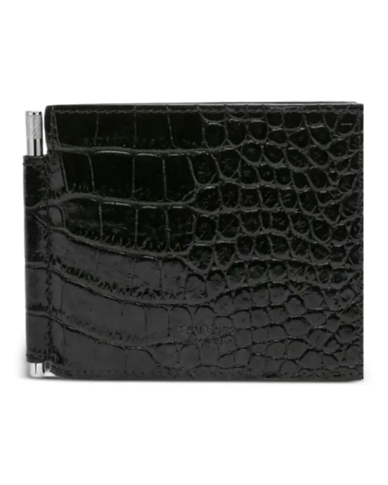 Tom Ford Portemonnaie mit Kroko-Optik - Schwarz Schwarz