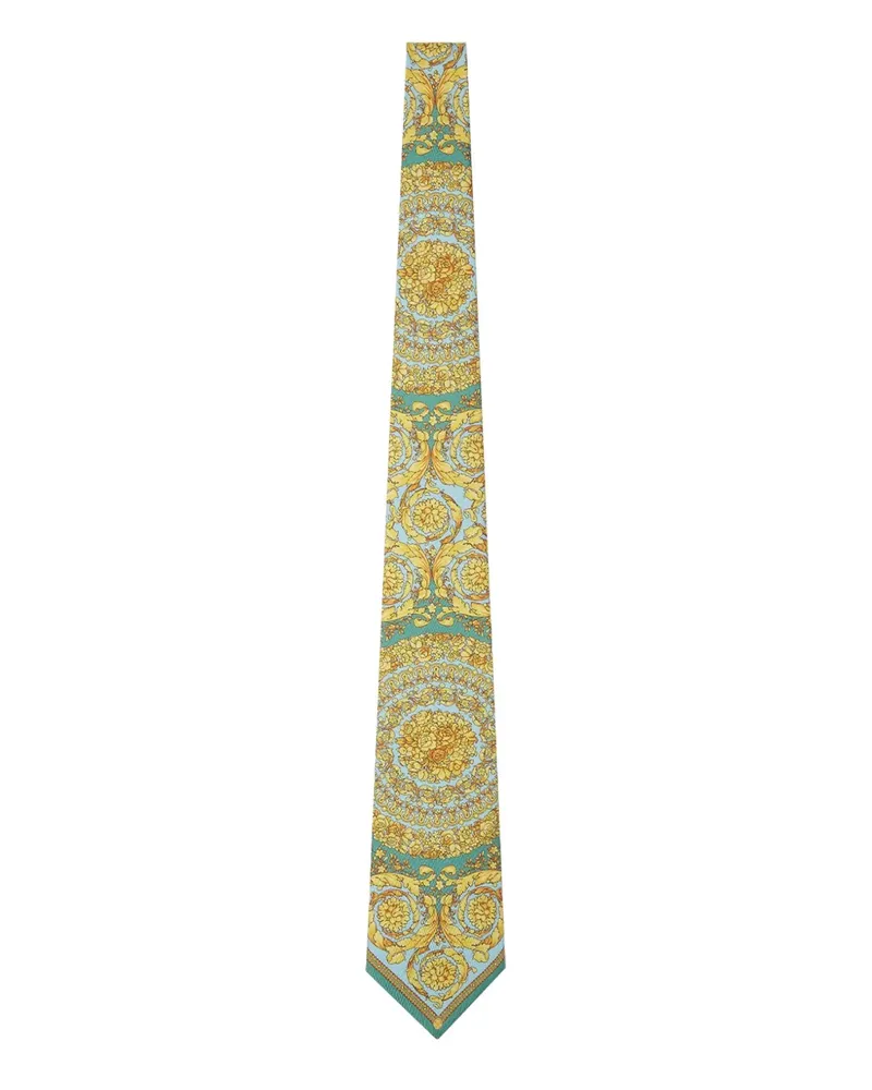 Versace Seidenkrawatte mit Barocco-Muster - Grün Grün