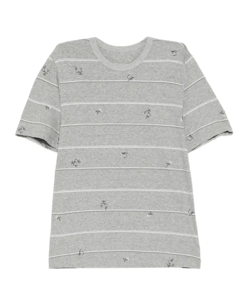 JNBY Gestreiftes T-Shirt mit Stickerei - Grau Grau