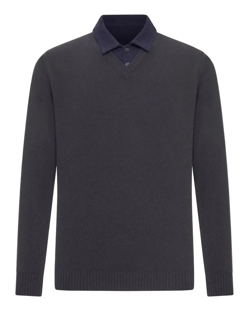 Roberto Collina cotton-piquet contrast-collar polo shirt - Grau Grau