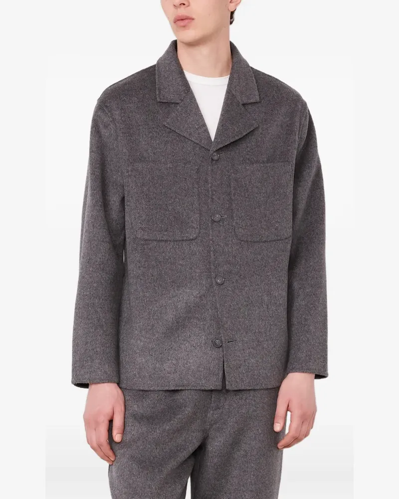 Officine Generale Hairy button-up wool shirt jacket - Grau Grau