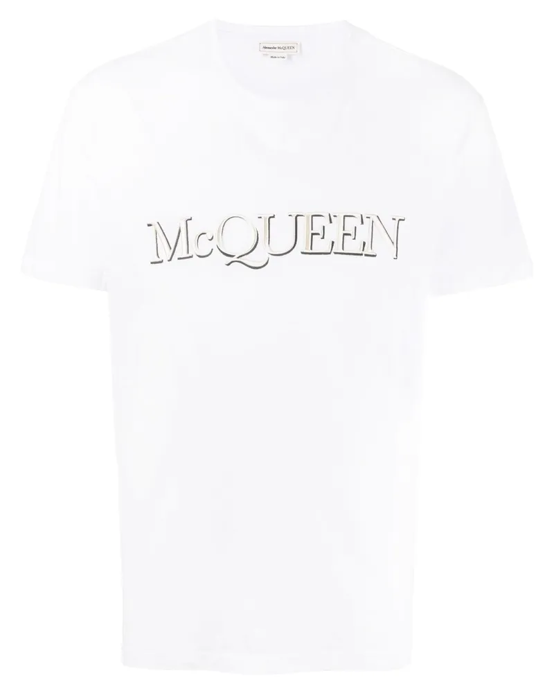 Alexander McQueen T-Shirt mit Logo-Stickerei Weiß
