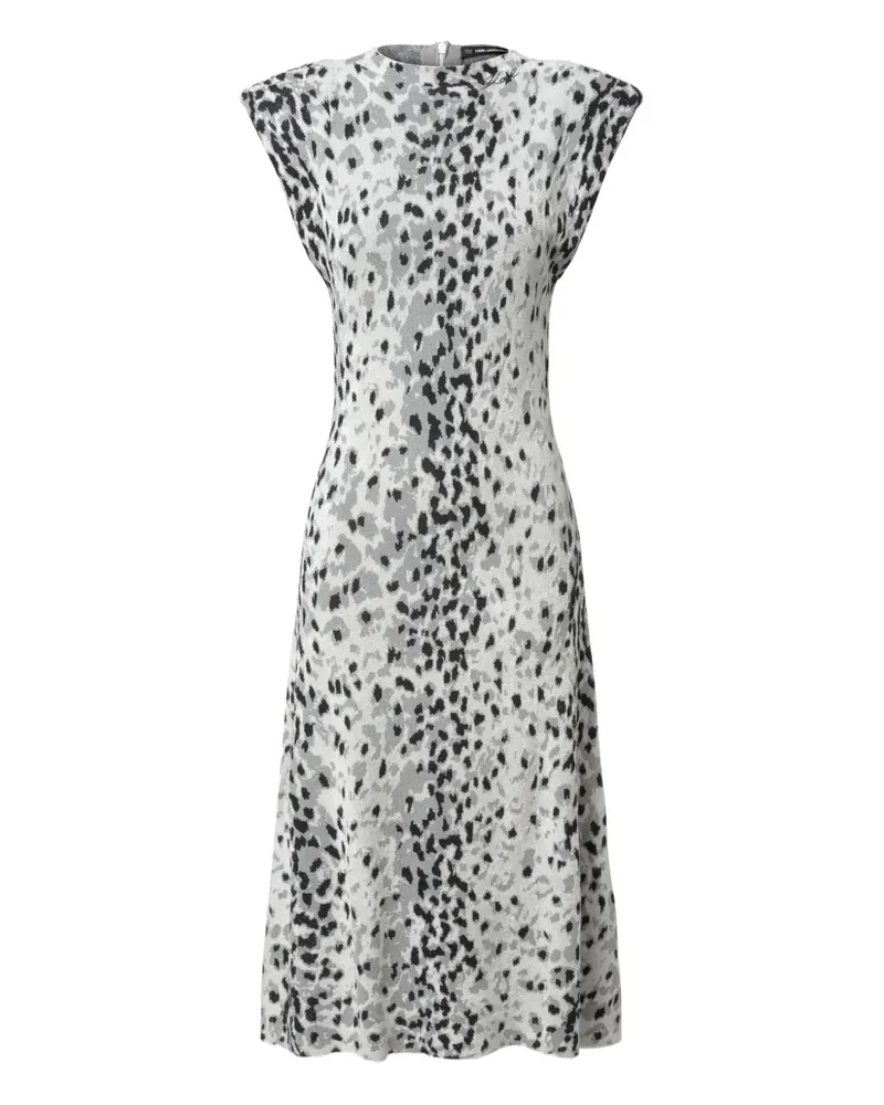 Karl Lagerfeld Midikleid mit Leoparden-Print - Weiß Weiß