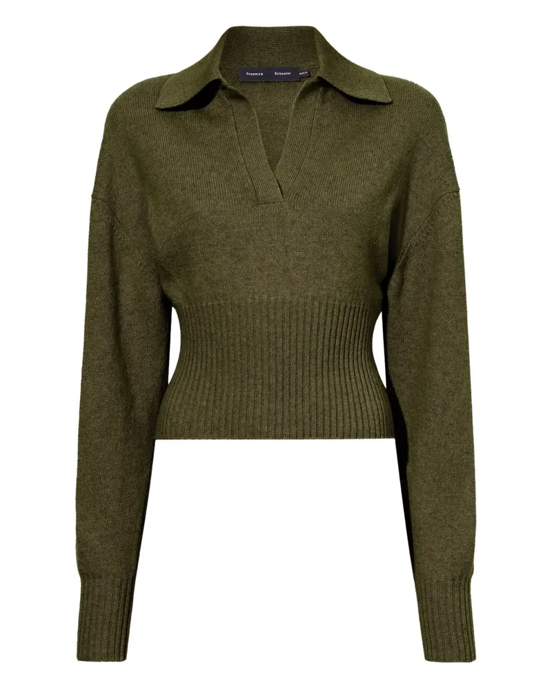 Proenza Schouler Gerippter Pullover mit Poloshirtkragen - Grün Grün