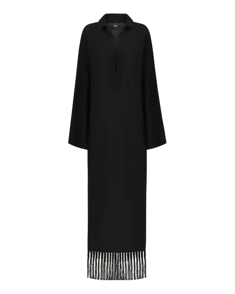 Taller Marmo Bordighera Maxikleid mit Fransensaum - Schwarz Schwarz