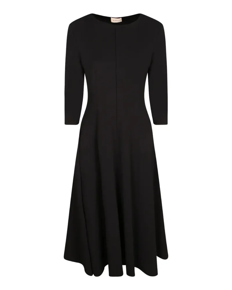 Blanca three-quarter sleeve A-line midi dress - Schwarz Schwarz