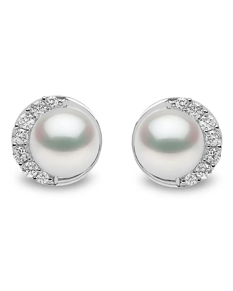 YOKO London 18kt Trend Weißgoldohrstecker mit Süßwasserperle und Diamanten - Silber Silber